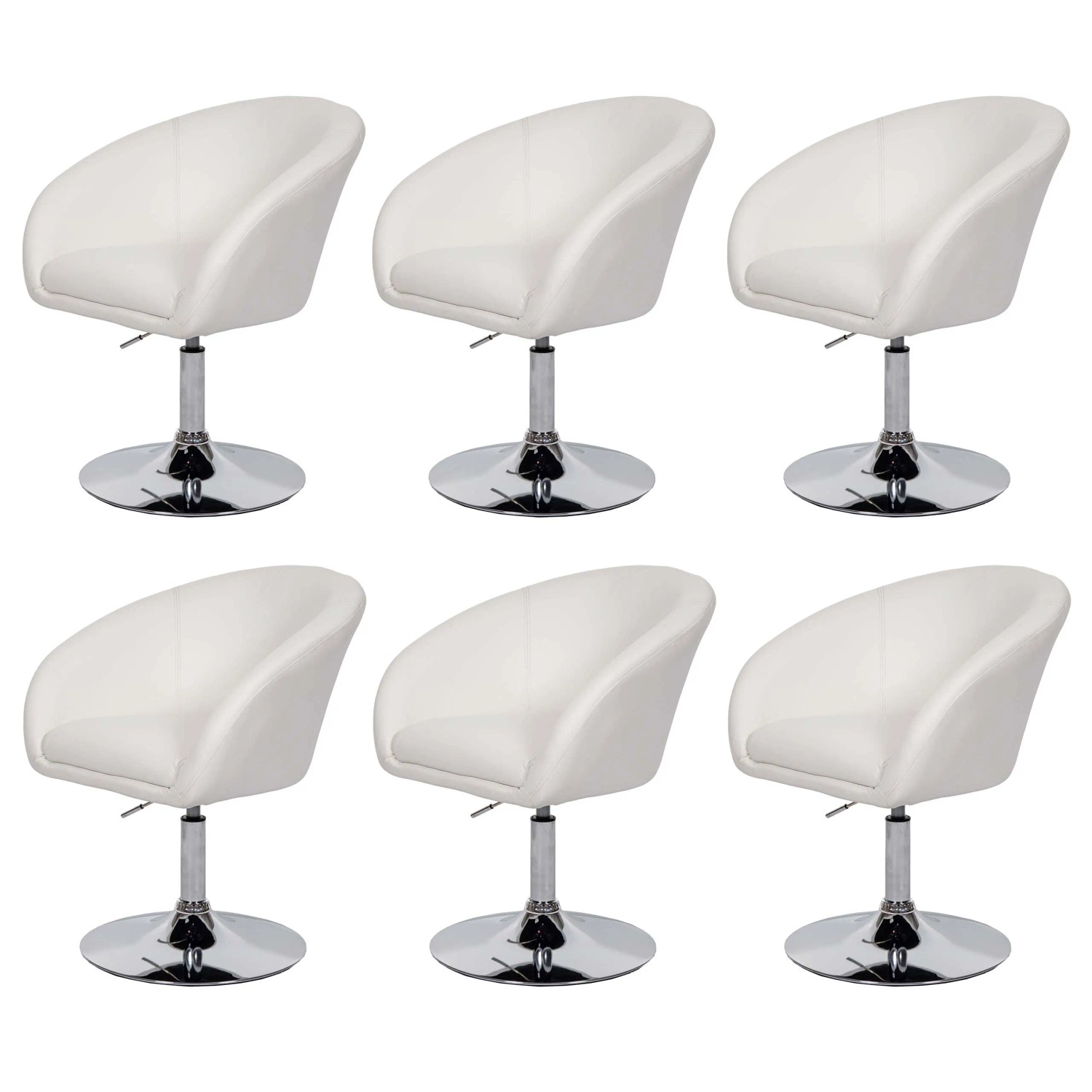 CHEFGASTRO Esszimmerstuhl 6er-Set Gepolstert 90x59x60cm Sitzhöhe 45cm Drehbar Höhenverstellbar Kunstleder Weiß