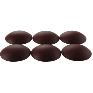 Sechs braune, selbstklebende Wand-Türstopper aus Kunststoff, rund, Ø 60 mm. Zubehör für Türen.