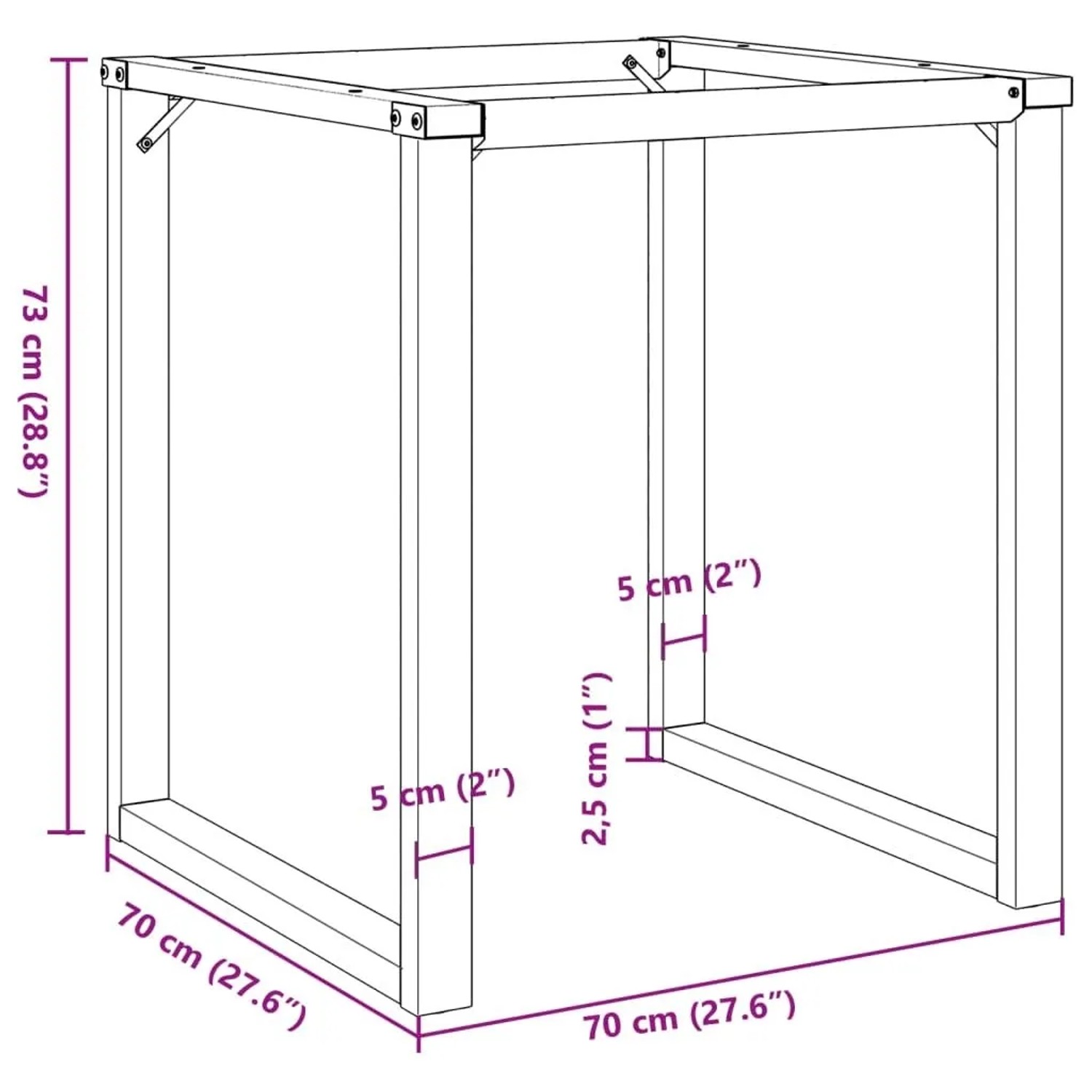 vidaXL Esstisch-Gestell in O-Form 70x70x73 cm Stahl 357884_9