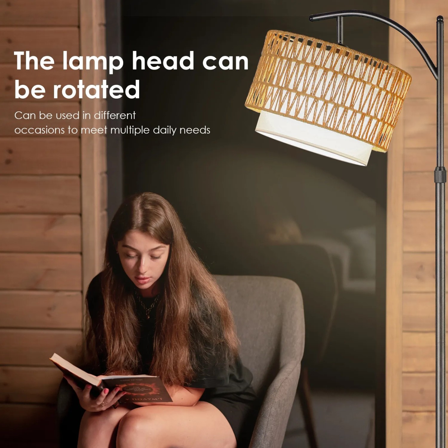 CCLIFE Stehlampe Bogenlampe LED E27 60W Höhenverstellbar 160cm-175cm Beige_6