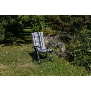 Beige Karo Sitzauflage für Hochlehner Gartenstühle, 6er Set Atika für bequemes Sitzen im Garten.