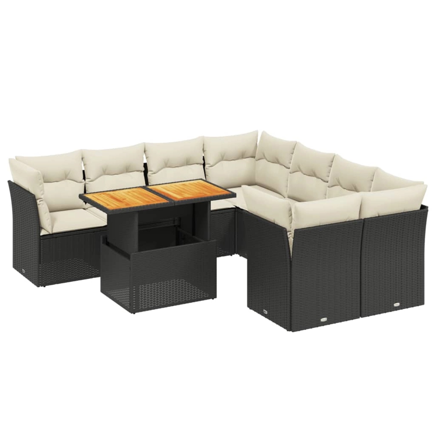 vidaXL 9-Tlg Garten-Sofagarnitur mit Kissen Schwarz Poly Rattan 3270720 günstig online kaufen