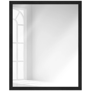 Moderner Wandspiegel H960 mit schwarzem Massivholzrahmen, 53x63 cm. Spiegel für Hoch- und Querformat.