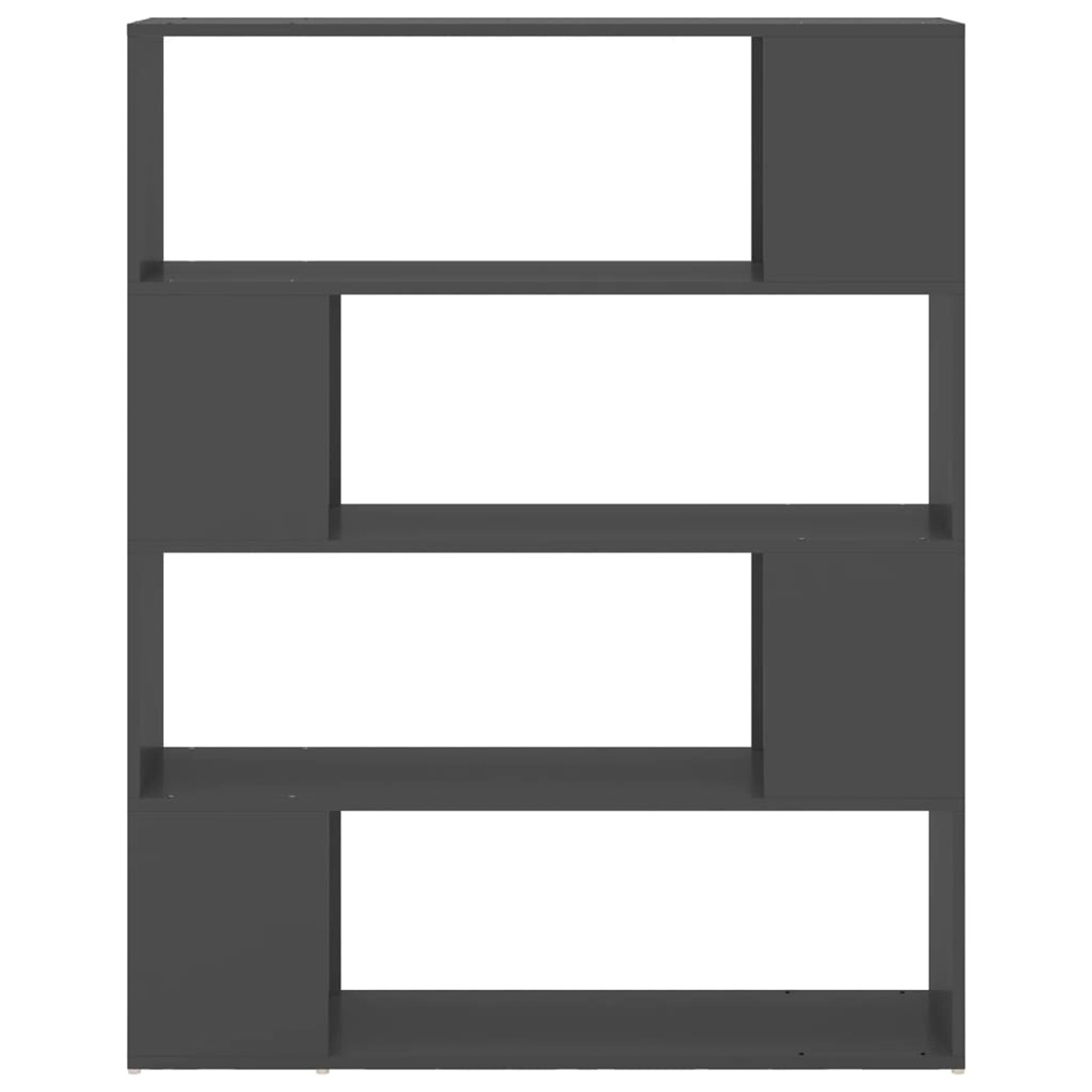 Graues VidaXL Bücherregal/Raumteiler (100x24x124 cm) mit vier Fächern.