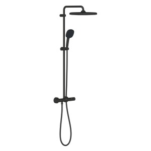 Grohe Vitalio Comfort 250 Duschsystem mit Thermostat in Schwarz für die Wandmontage.