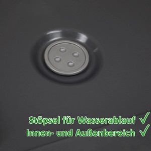 Detailaufnahme: Wasserablauf-Stöpsel des anthrazitfarbenen Ondis24 Pflanzkübel Caro.