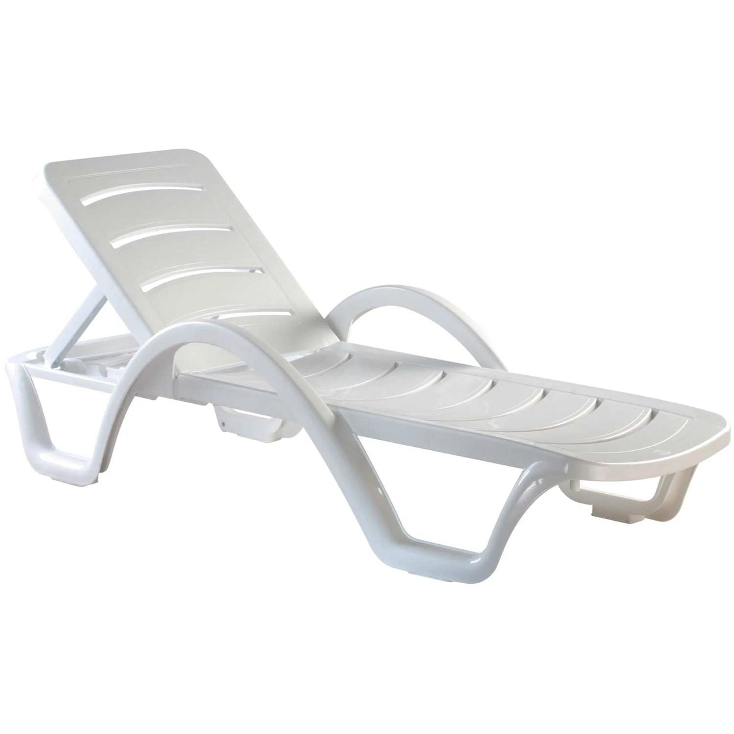 DELUKE Sonnenliege OLAF 4er Set Klappbar Stapelbar 54x187x30cm Kunststoff Weiß Gartenliege Strandliege