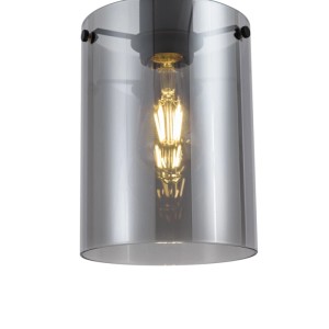 Moderne QAZQA Stehlampe Domo in Schwarz mit Rauchglas für Innenräume.