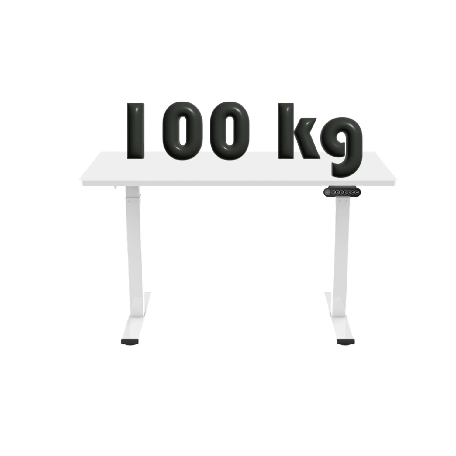 Elektrisch höhenverstellbares Tischgestell FlexiDesk DM1 in Weiß, belastbar bis 100 kg.