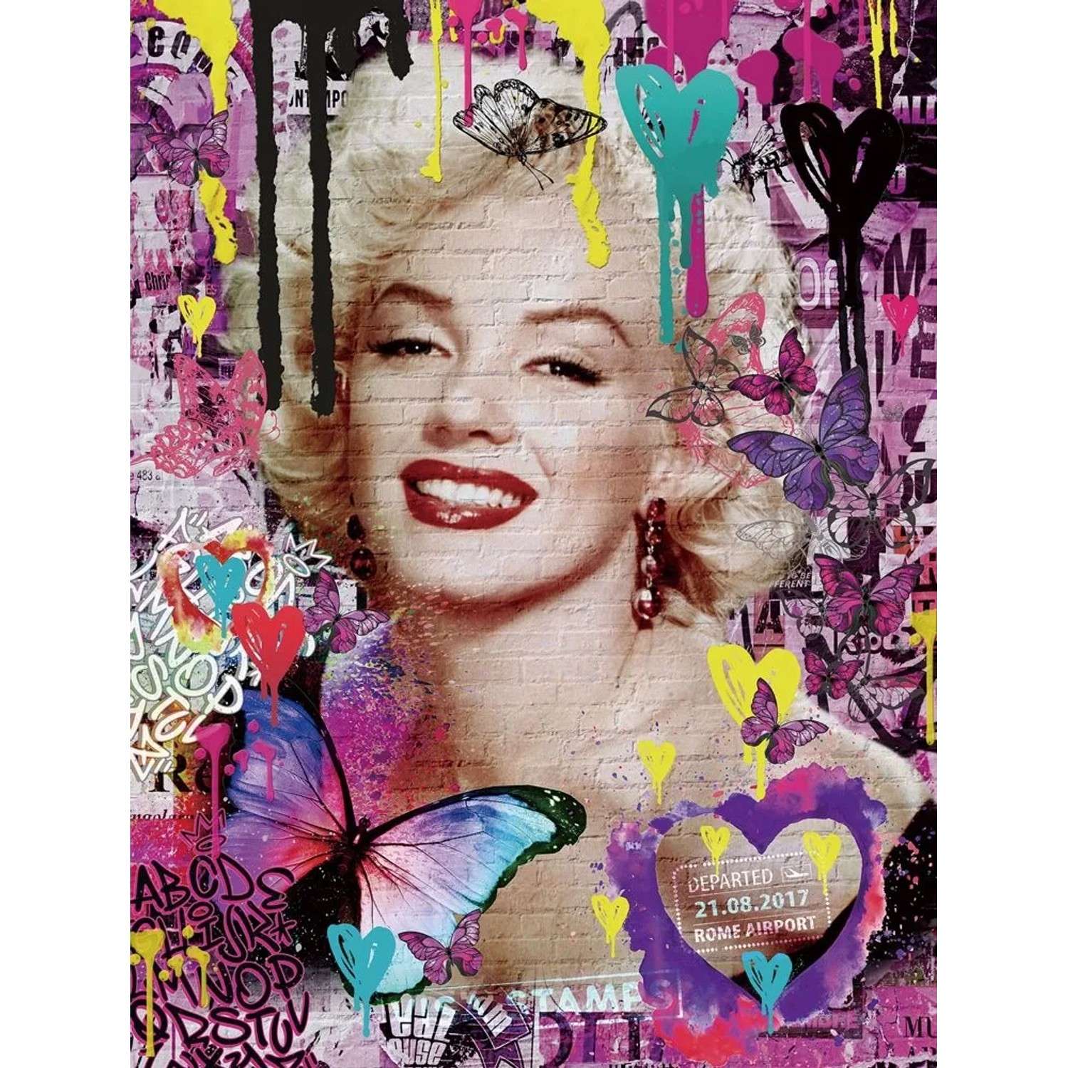Art Universe Glasbilder Street Art Hollywood 90 x 120 cm