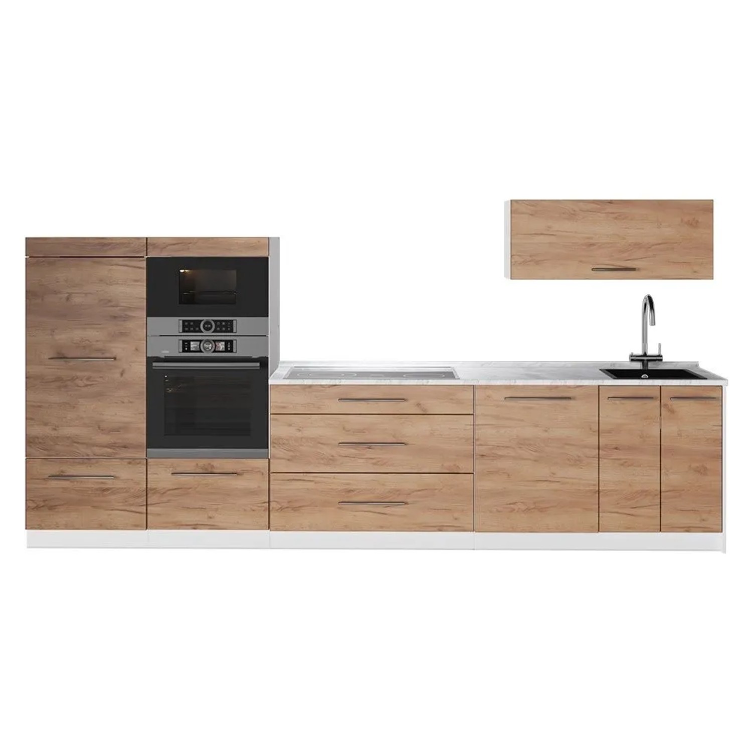 Vicco Küchenzeile Fame-Line Goldkraft Eiche 340 x 154 ohne Arbeitsplatte Art Nr 62958