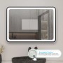 Schwarzer Aica Badspiegel 70x50 cm mit LED-Beleuchtung und Touch-Funktion.