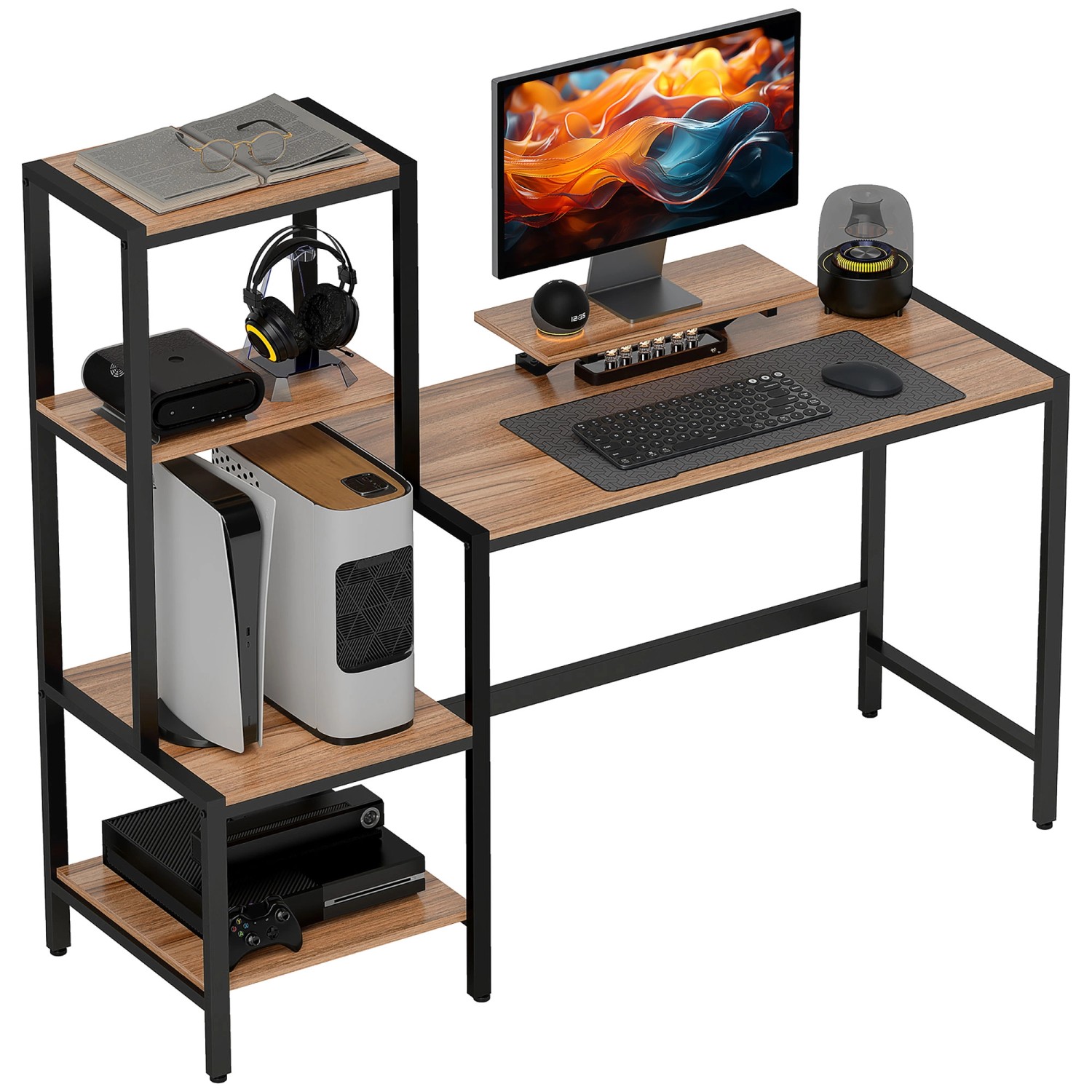 HOMCOM Computertisch  Spanplatte Metall Braun 150L x 48B x 125H cm günstig online kaufen