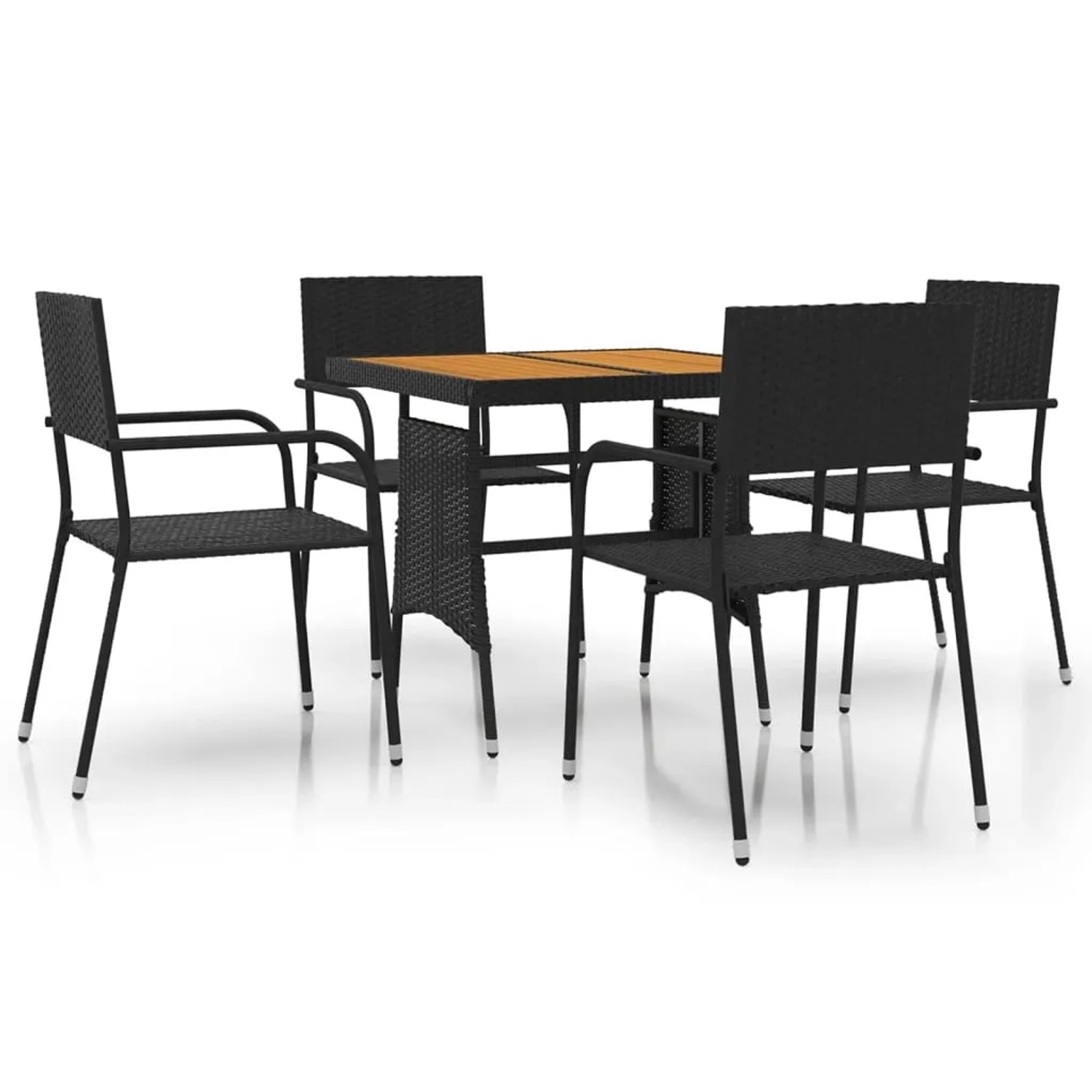 vidaXL 5-Tlg Garten-Essgruppe Poly Rattan Schwarz 3120087
