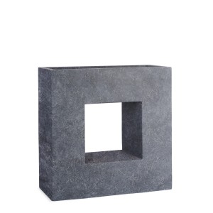 Anthrazitfarbener Pflanzwerk Pflanzkübel Vista Premium, frostbeständig, 66 cm, mit quadratischer Aussparung.