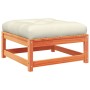 vidaXL Garten Fußbank, Wachsbraun, Kiefernholz mit creme Kissen. Teil der Garten-Sofagarnitur.