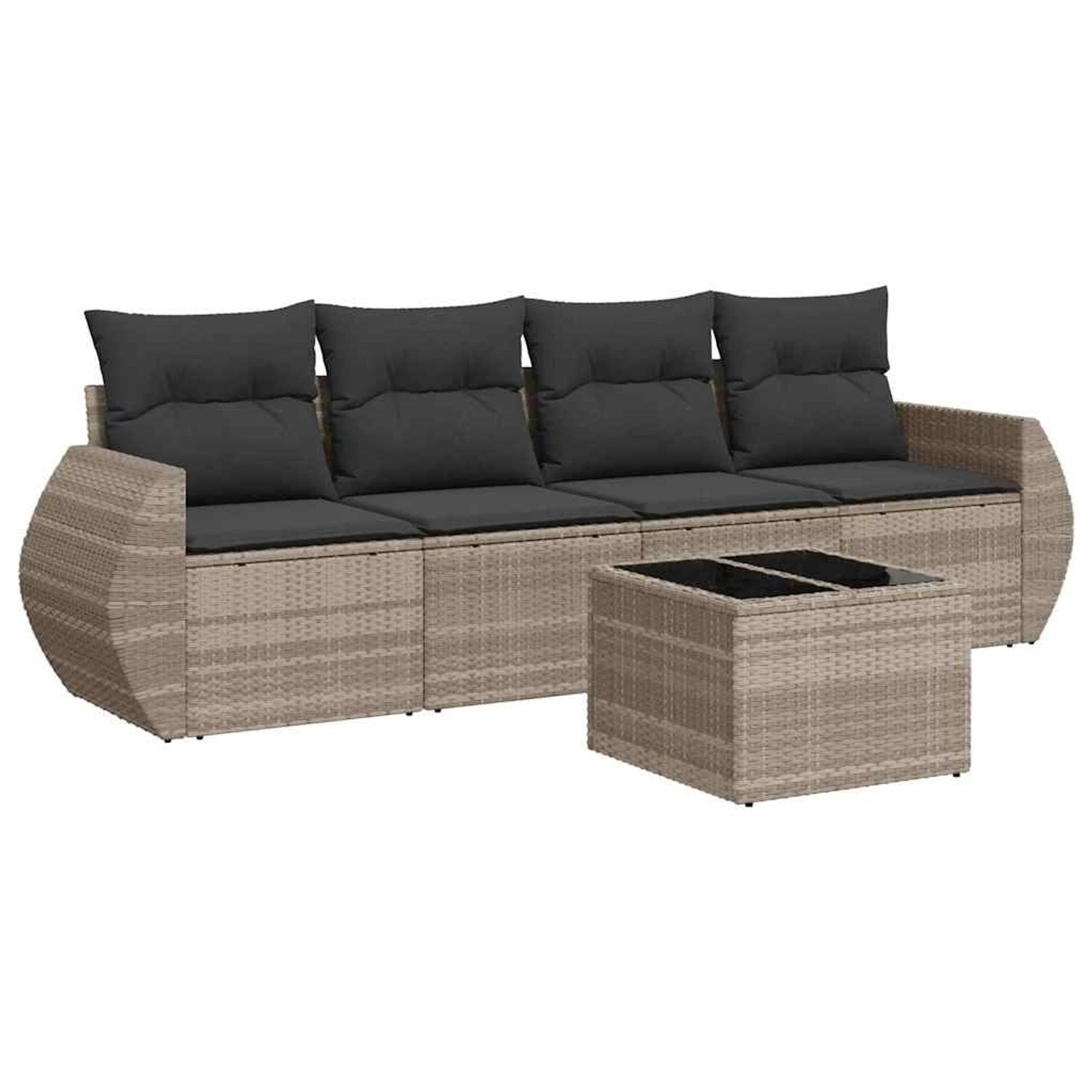 vidaXL 5-Tlg Garten-Sofagarnitur mit Kissen Hellgrau Poly Rattan 3221091 günstig online kaufen