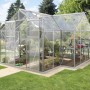 Vitavia Gewächshaus Sirius mit Alu-Rahmen und Fundament im Garten.
