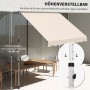 Beige Klemmmarkise von Outsunny mit verstellbaren Teleskopstangen für Terrasse oder Balkon.