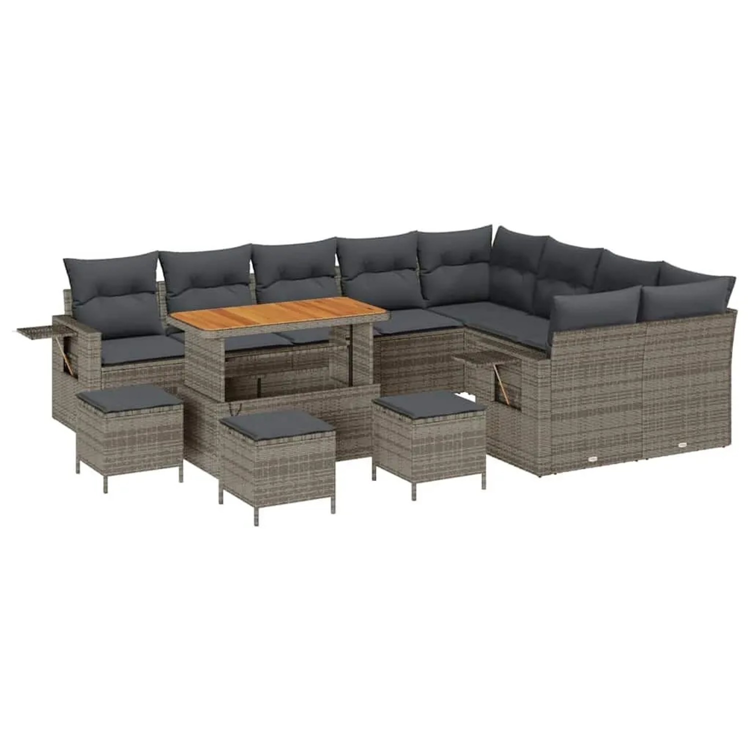 vidaXL Gartensofa-set mit Kissen 13-Tlg Grau Poly-Rattan 3363743 günstig online kaufen