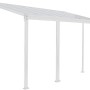 Weiße Home Deluxe Terrassenüberdachung Solis aus Alu mit Hohlkammerplatten.