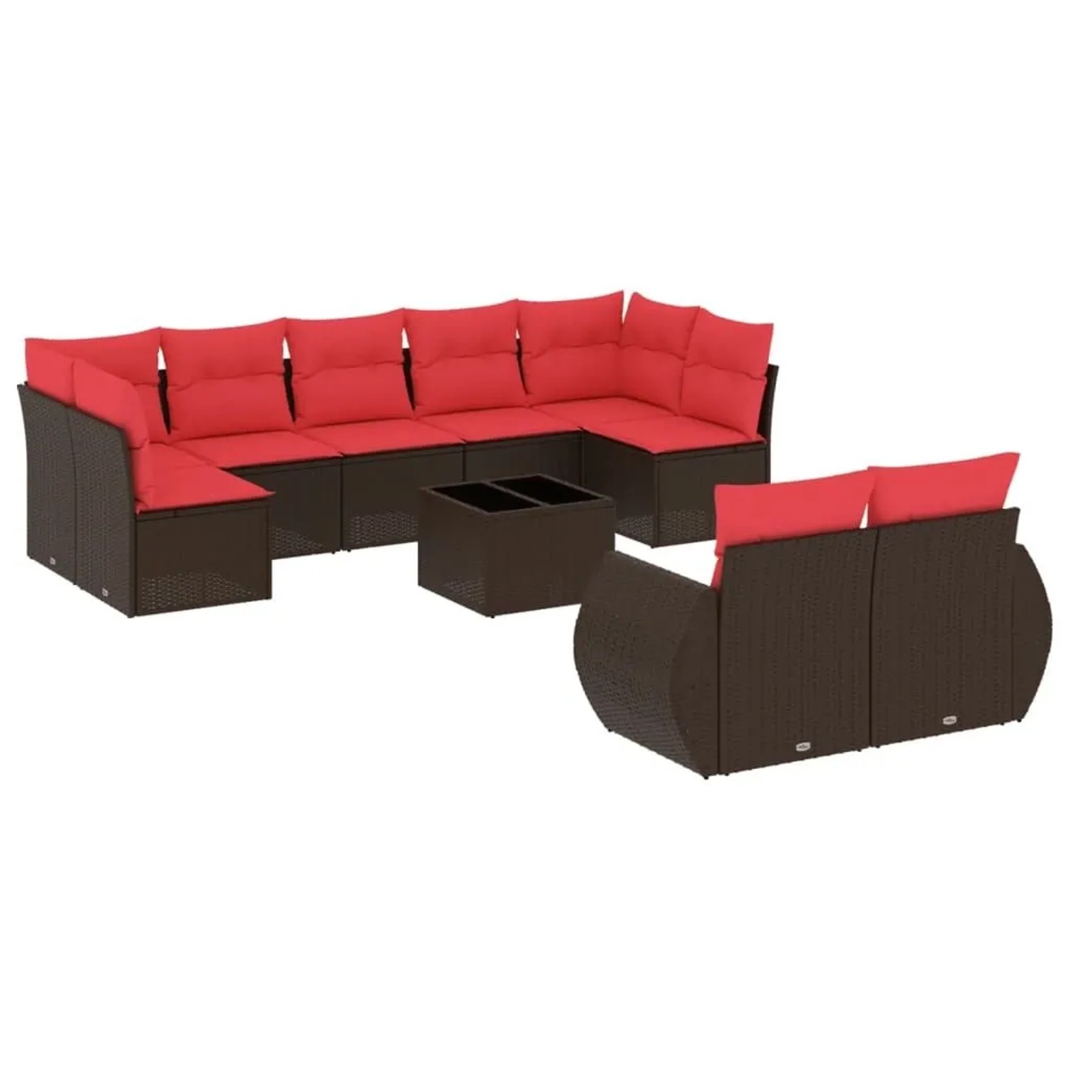 vidaXL 10-Tlg Gartensofa-Set mit Kissen Braun Polyrattan 3221833 günstig online kaufen