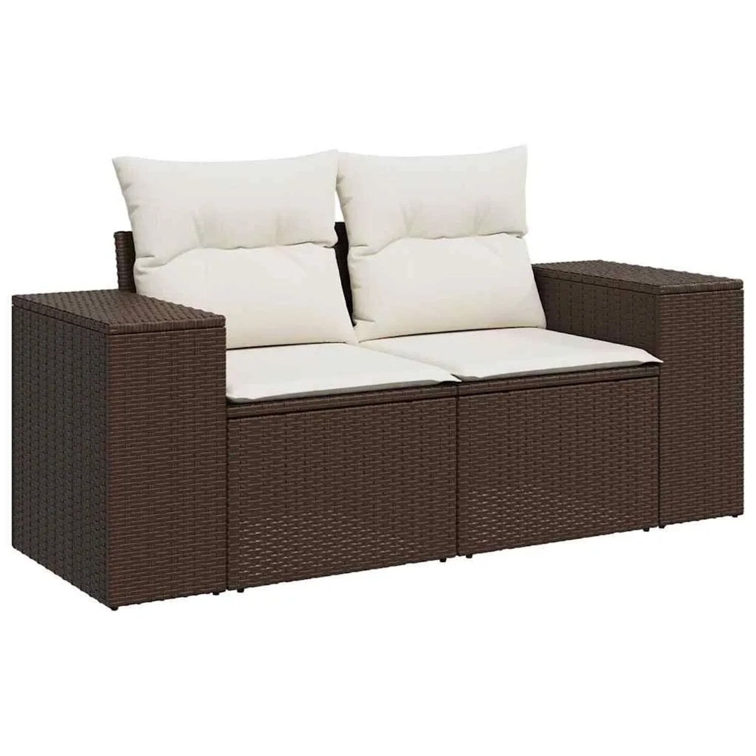 vidaXL Gartensofa mit Kissen 2-Sitzer Braun Poly Rattan 366212 günstig online kaufen