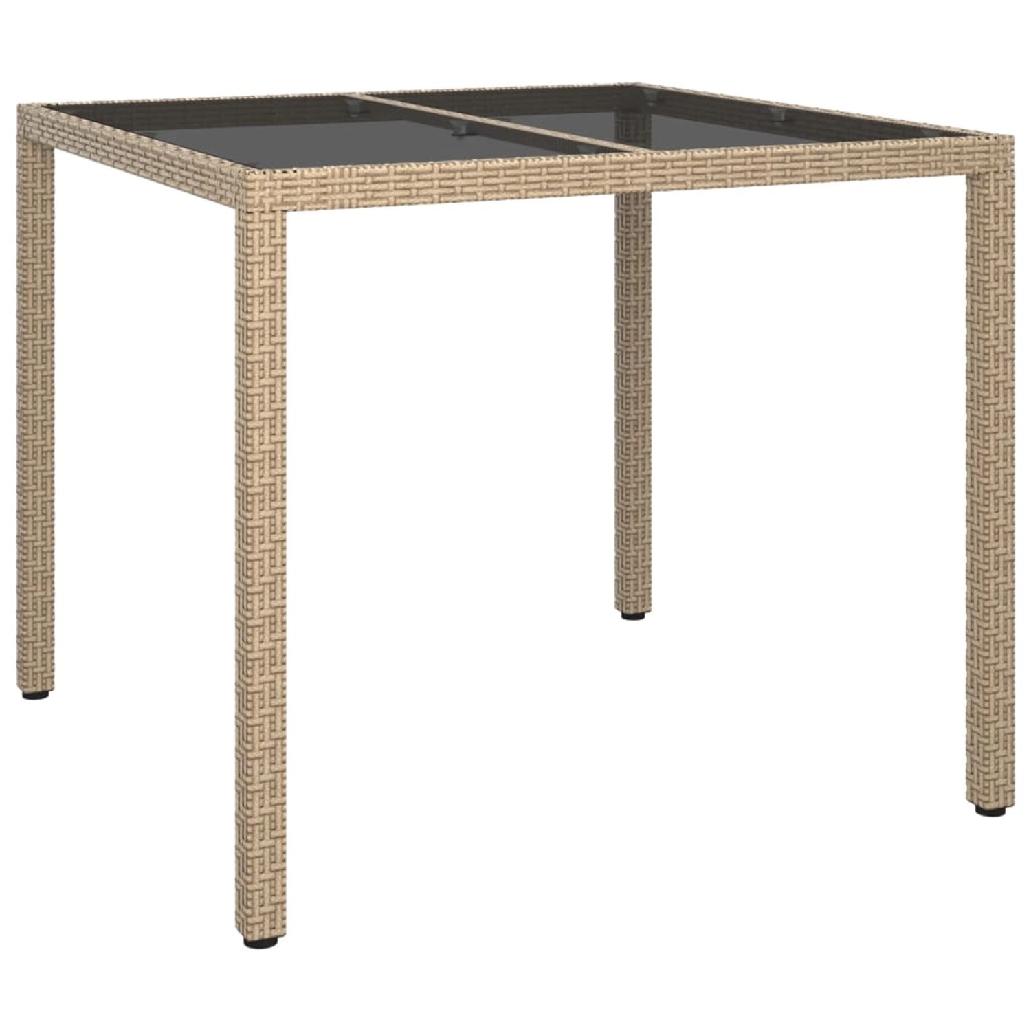 vidaXL Gartentisch 90x90x75 cm Gehärtetes Glas Poly Rattan Beige 316703 günstig online kaufen