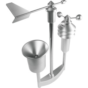 Homematic IP Wettersensor pro. Silberne Wetterstation mit Windfahne, Windrad, Regenmesser und Sensoren für Smart Home.