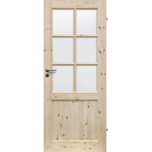 Radex Landhaus Zimmertür Kiefer mit Glas, 610x1985 mm, Rechtsanschlag.