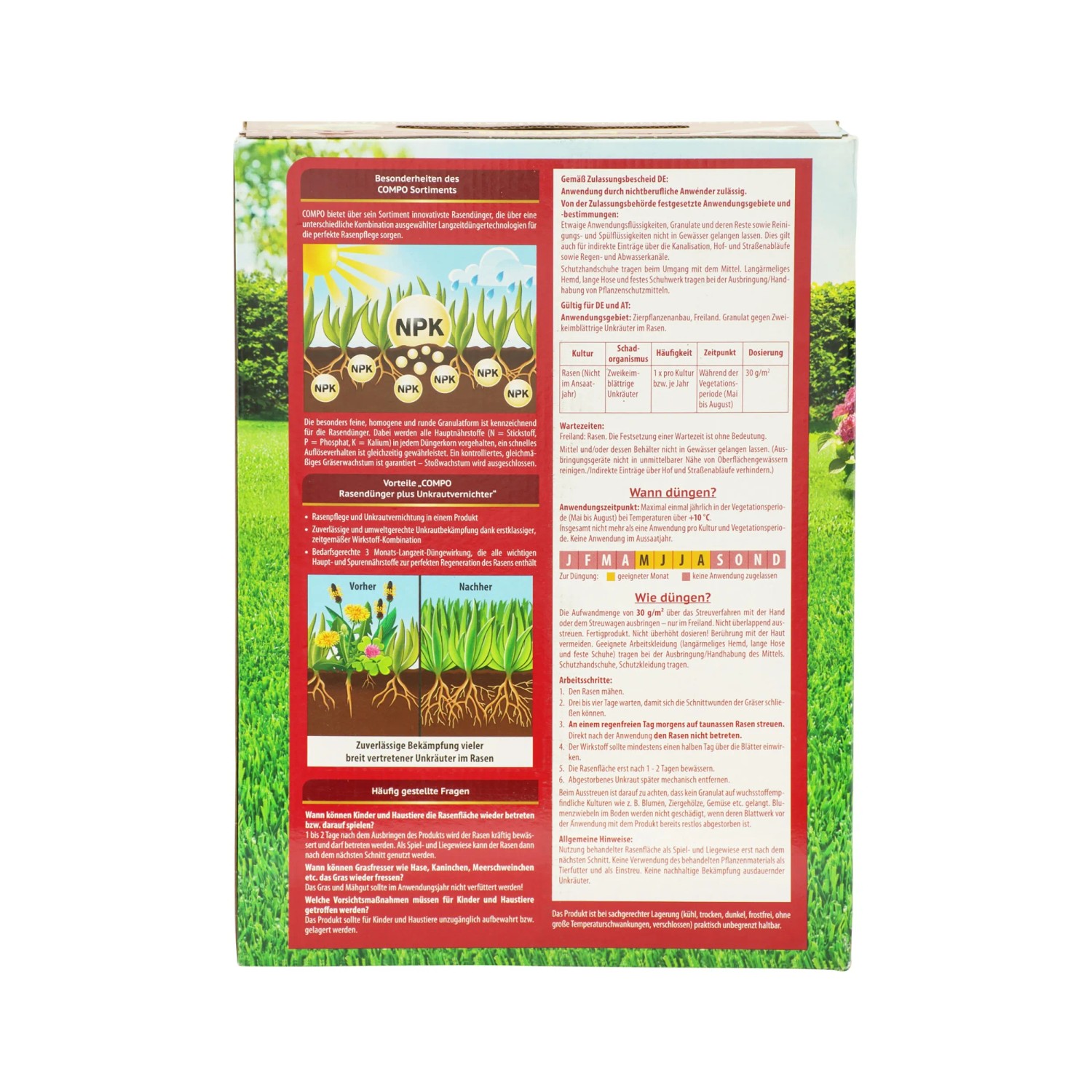 Verpackung Compo Rasendünger plus Unkrautvernichter 6 kg für 200 m².