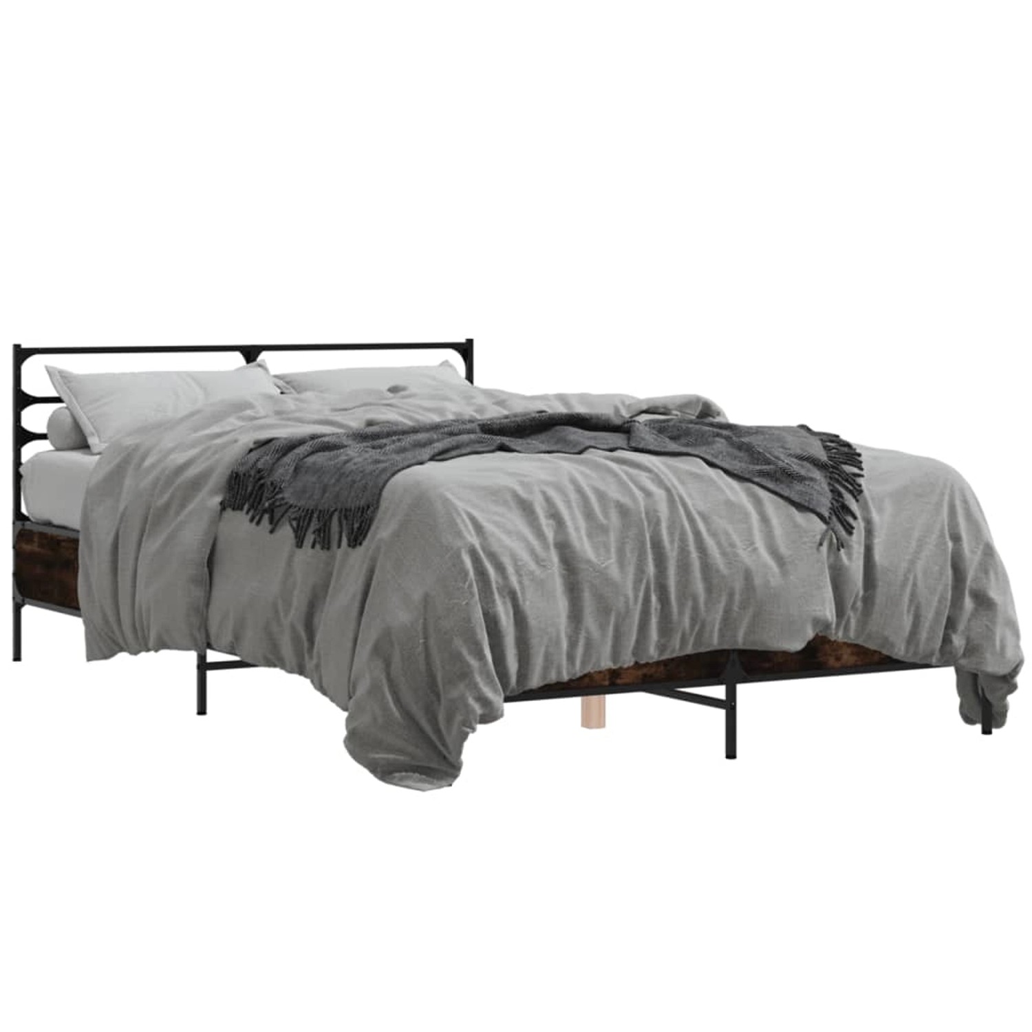 vidaXL Bettgestell Räuchereiche 140x190 cm Holzwerkstoff und Metall 3280079 günstig online kaufen