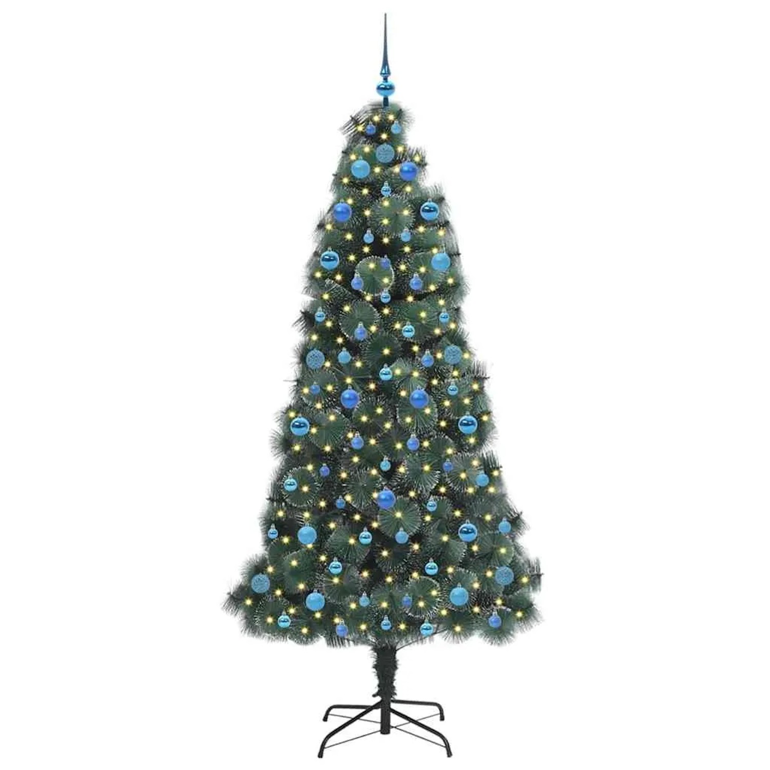 vidaXL Künstlicher Vorbeleuchteter Weihnachtsbaum mit Kugelset 210 cm 3396185