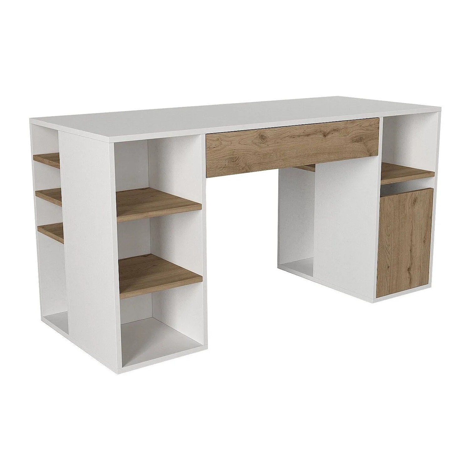 Vente-unique Schreibtisch Melava Naturfarben Hell  Weiß 145.3 cm