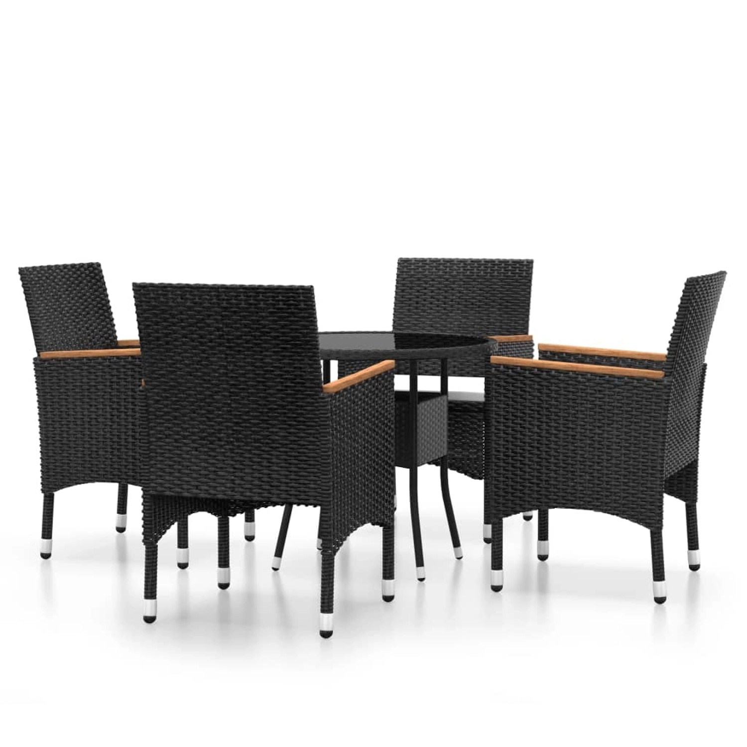 vidaXL 5-Tlg Bistro-Set Poly-Rattan und Hartglas Schwarz 3095904 günstig online kaufen
