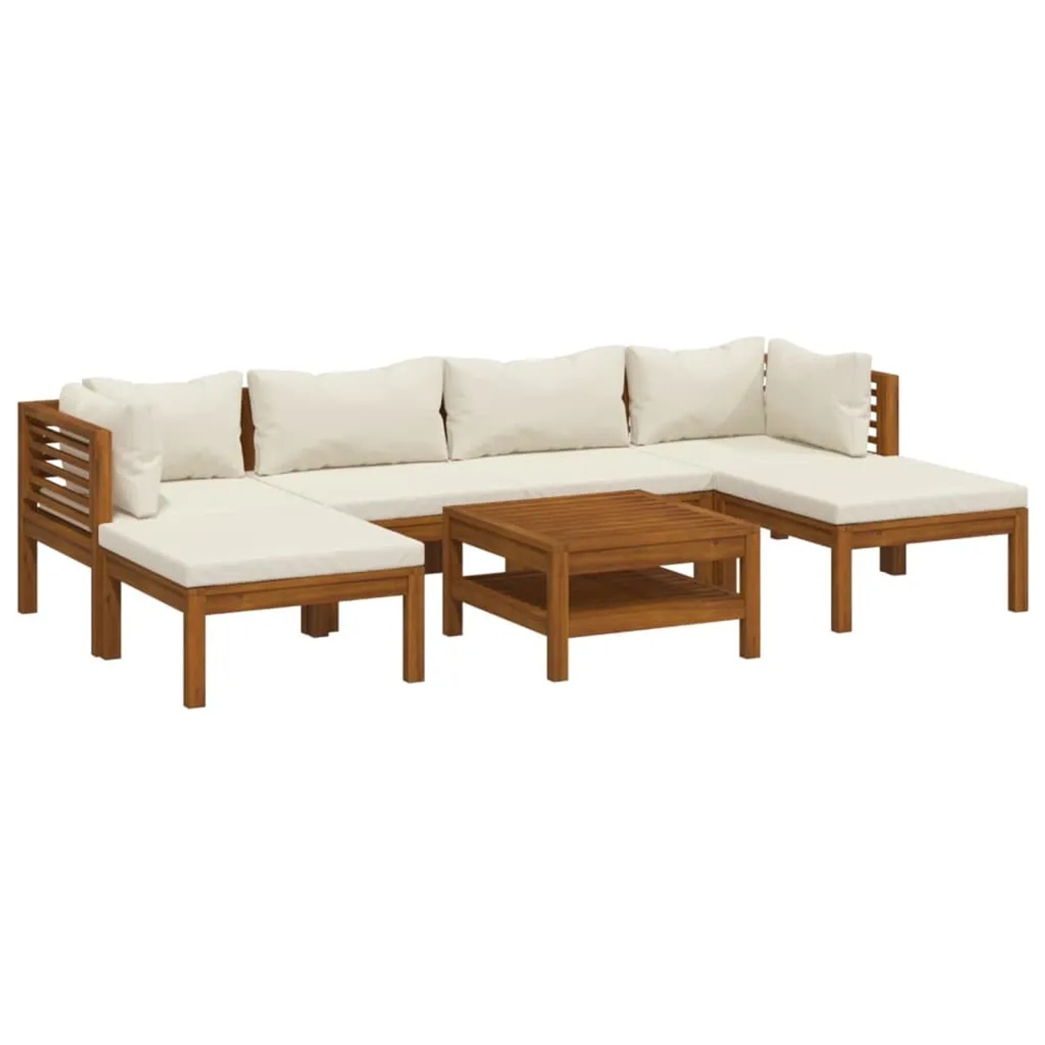 vidaXL 7-Tlg Garten-Lounge-Set mit Creme Kissen Massivholz Akazie 3086946