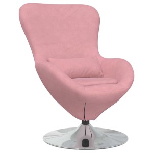 Rosa vidaXL Eiersessel aus Samt mit Drehfuß. Loungesessel für Wohnzimmer und Schlafzimmer.