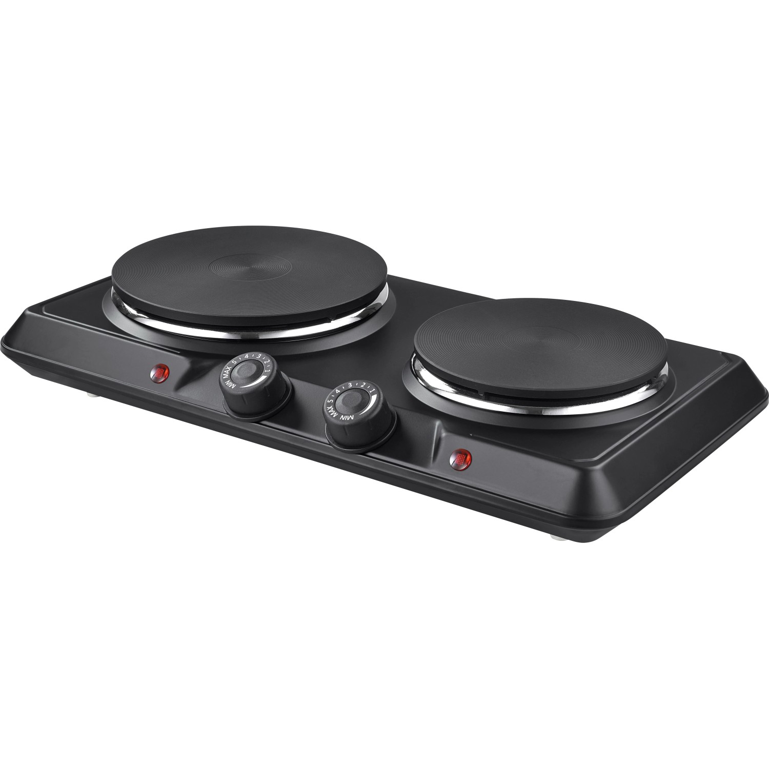 2er-Kochfeld Schwarz-Silber 2.500 W