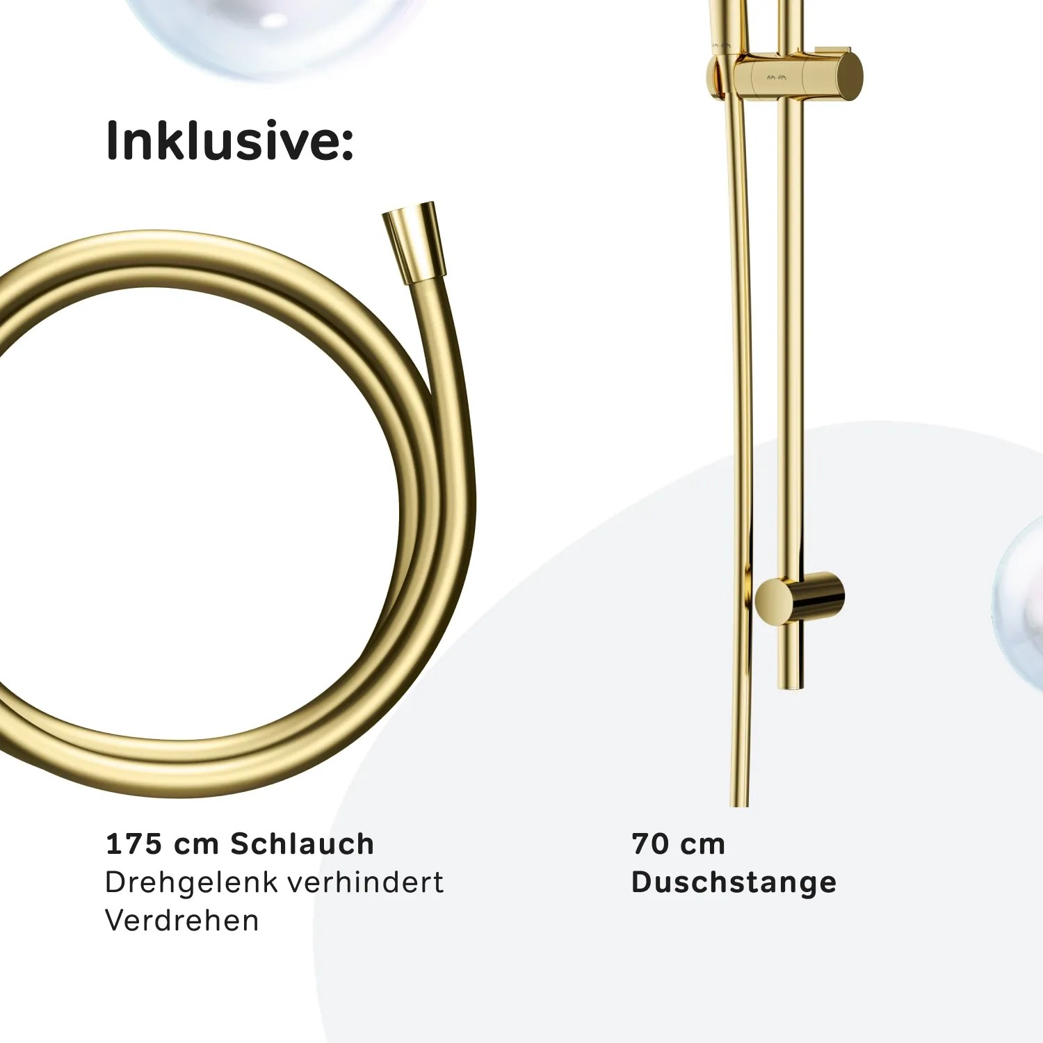 MICE Duschsäule Ausziehbar 88-125 Cm – Mit Handbrause & Einhebelmischer In Gebürstetem Gold