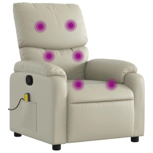 Cremefarbener vidaXL Massagesessel Modell 6 aus Kunstleder mit Vibrationsmassage.