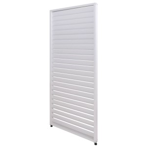 Weiße BERLINLODGE Lamellenwand aus Aluminium für Pergola, 220x90 cm, Seitenwand für Wind- und Sichtschutz.