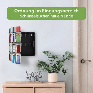 Banjado Design Schlüsselkasten Edelstahl, offen, bunte Türen Motiv an Wand. 10 Haken.