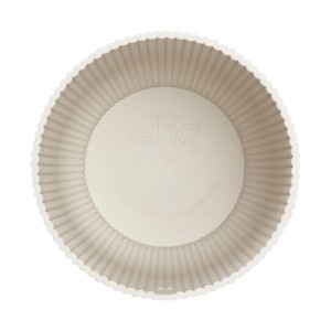 Elho Blumentopf Vibes Fold, rund, Ø 30 cm, Leinenweiß, gerippte Struktur, Top-Ansicht.