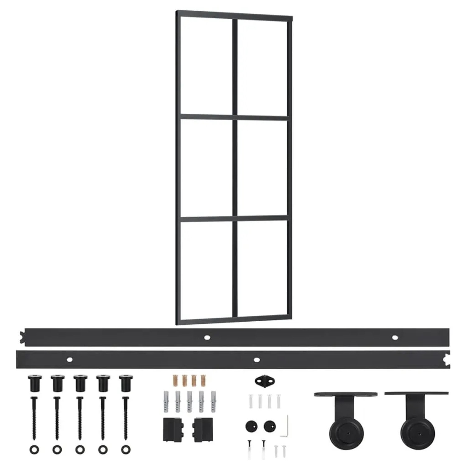 vidaXL Schiebetür mit Beschlag ESG-Glas & Aluminium 76x205 cm 3081945