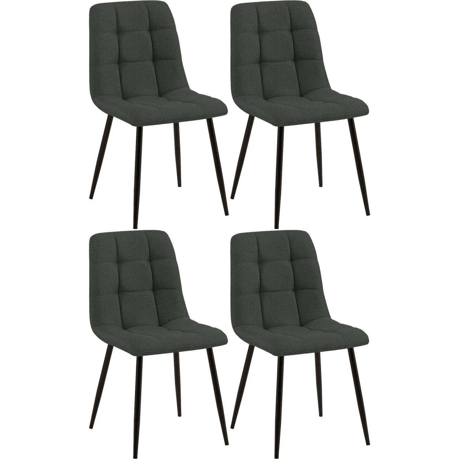 DELUKE 4er Set Esszimmerstuhl FIGAD Stoff Dunkelgrau 45x55x84cm Essstühle Esszimmerstühle Küchenstühle Wohnzimmerstühle