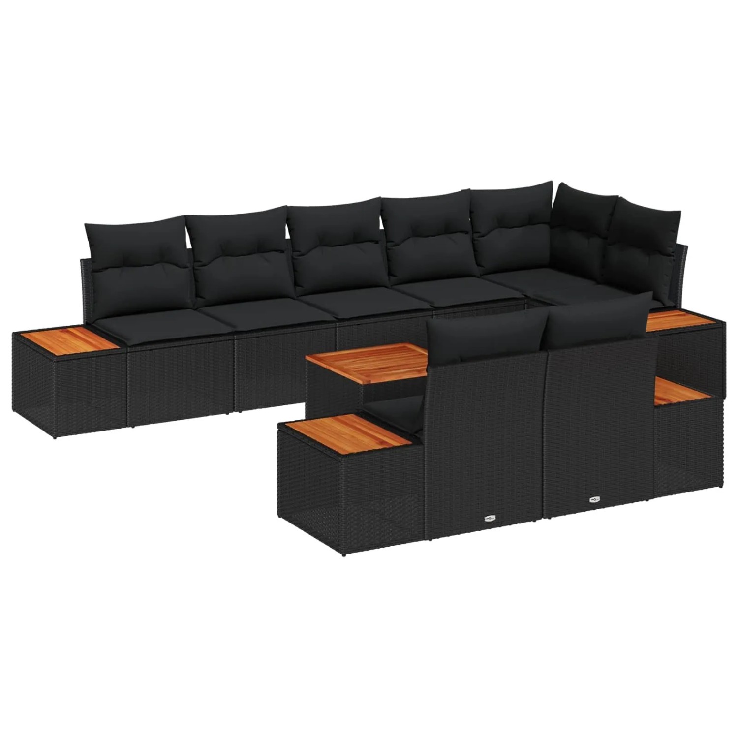 vidaXL Gartensofa-Set mit Kissen mit Speicher 8 Stk Schwarz Polyrattan 3356783