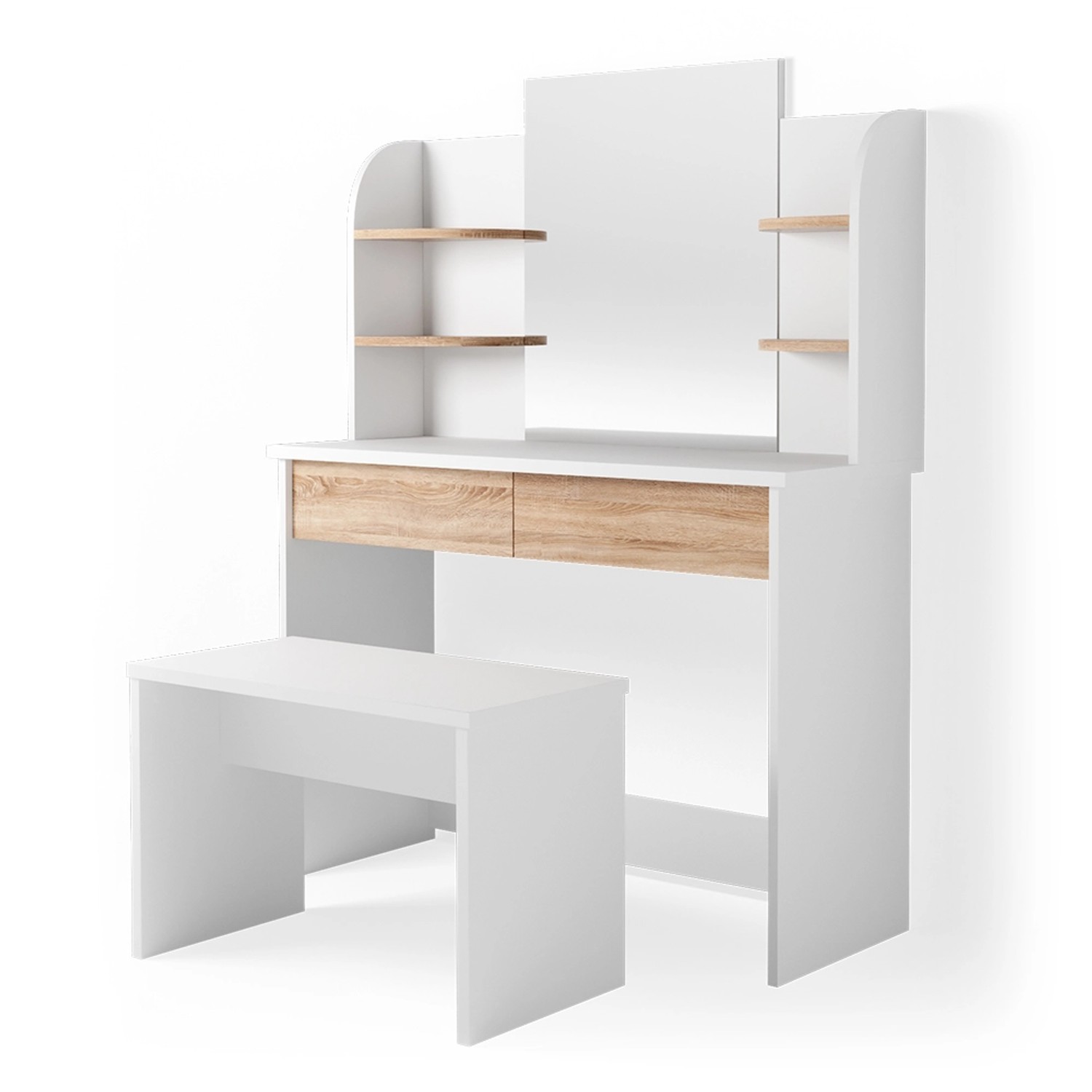 Vicco Schminktisch Charlotte Weiß/Sonoma 108 cm mit Bank günstig online kaufen