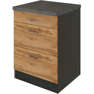 Held Möbel Auszugsschrank Sorrento, 50x85x60 cm, Wotan-Grafit Dekor, mit 3 Schubladen.