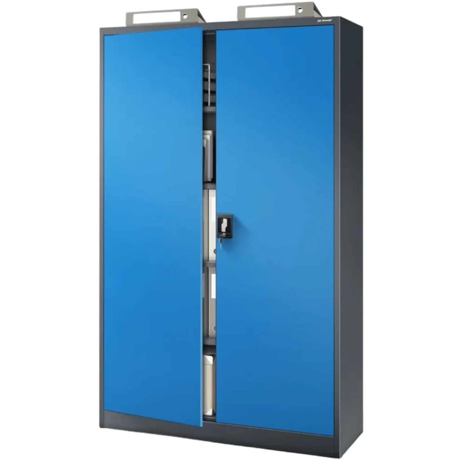 JAN NOWAK Aktenschrank Abschließbar JAN mit Flügeltüren 185 x 115 x 40 cm Anthrazit-Blau
