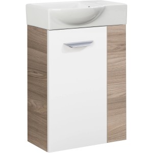 Fackelmann Waschbeckenunterschrank SBC Steinesche, 44 cm breit, mit weißer Tür und Griff.